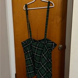 Royal Bones Teal and Black Plaid Suspender Skirt